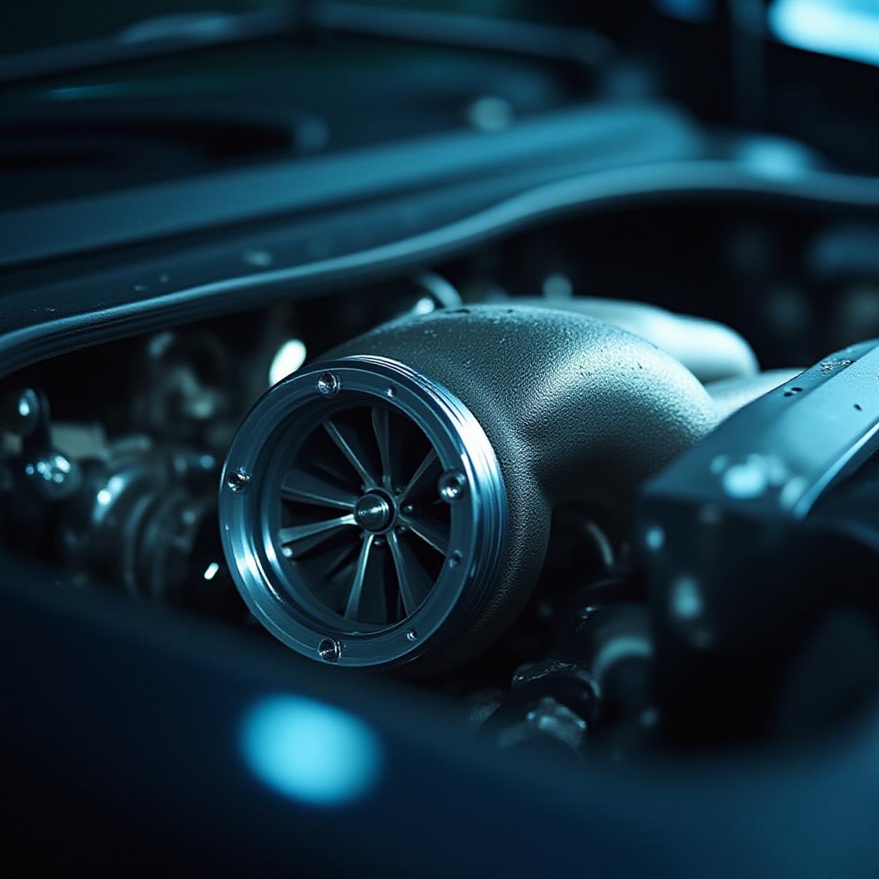 Close-up van een hoogwaardige turbocharger in een sportwagen
